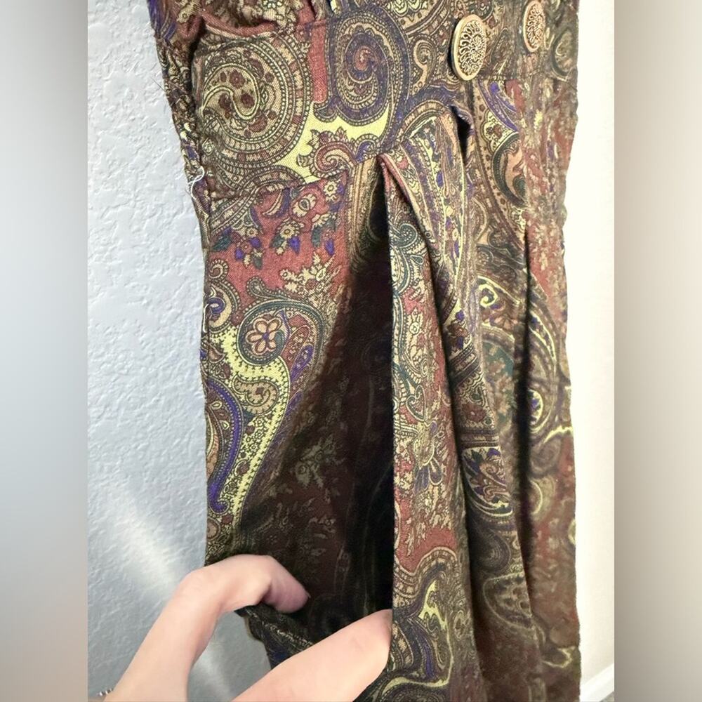 Vintage R.J. Stevens Petite Paisley Midi Dress Jumper Pockets Made in USA 8 - Picture 10 of 10
